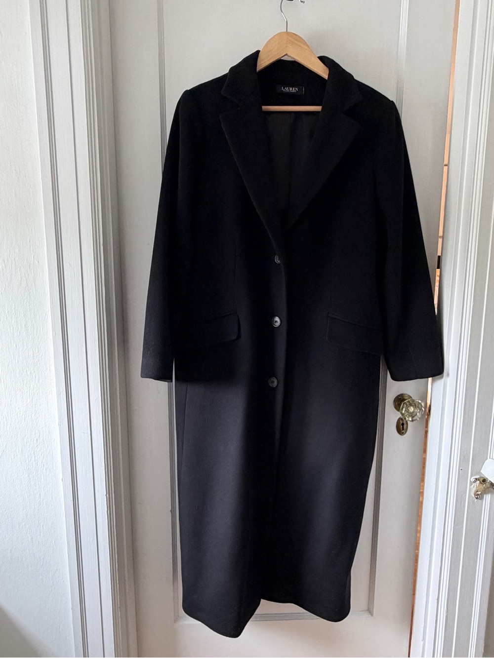 Lauren Ralph Lauren Black Long Single-Breasted Trench Coat